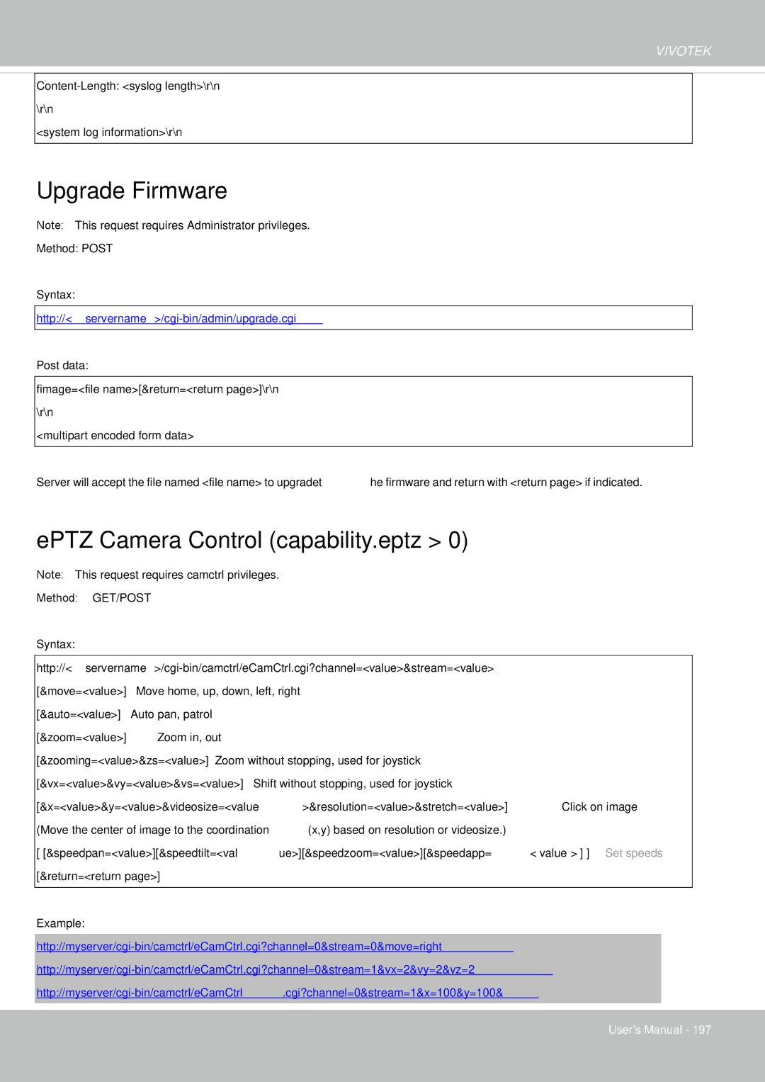 Vivotek IP8355EH user manual Upgrade Firmware, EPTZ Camera Control capability.eptz 