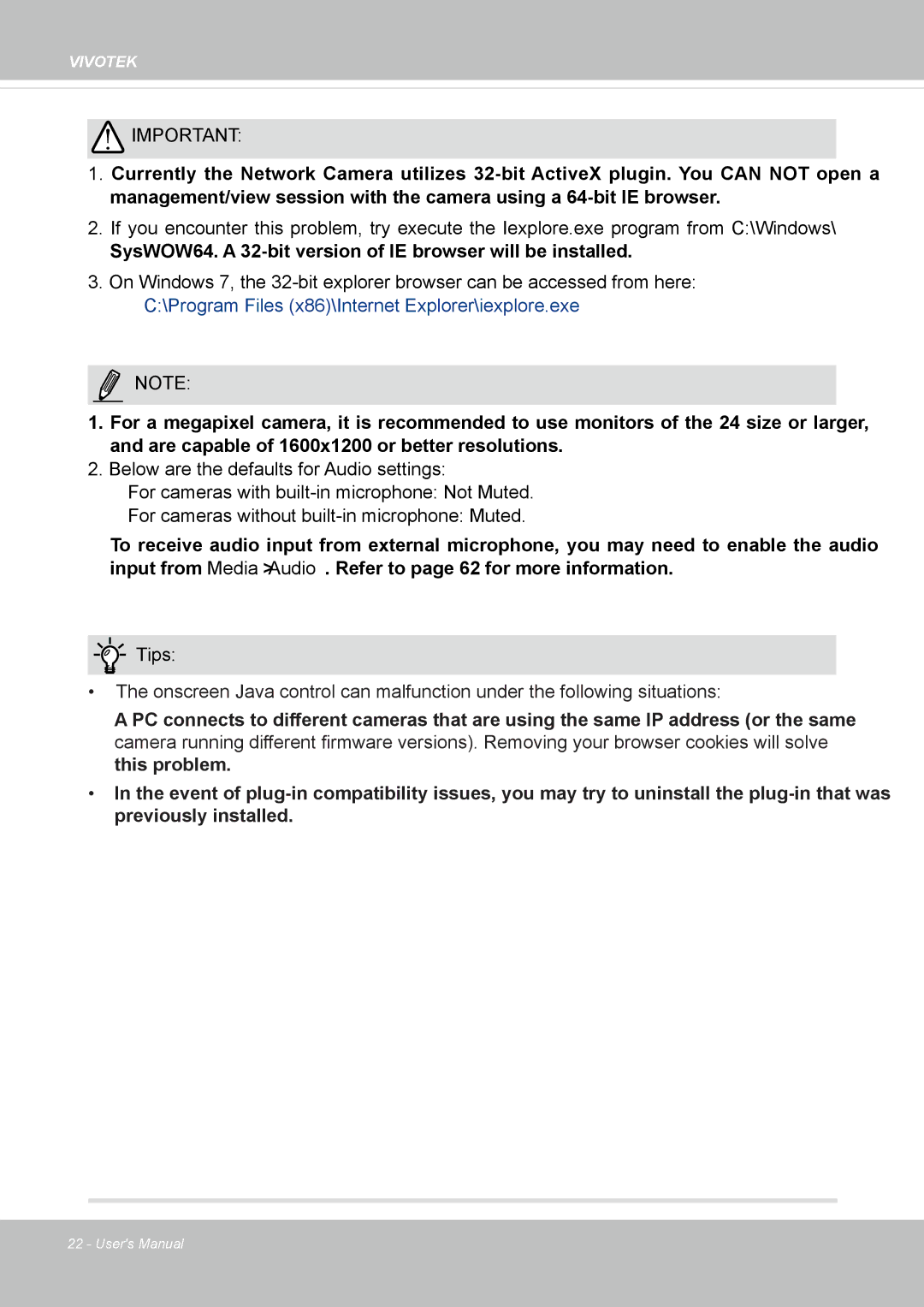 Vivotek IP8355EH user manual Tips 