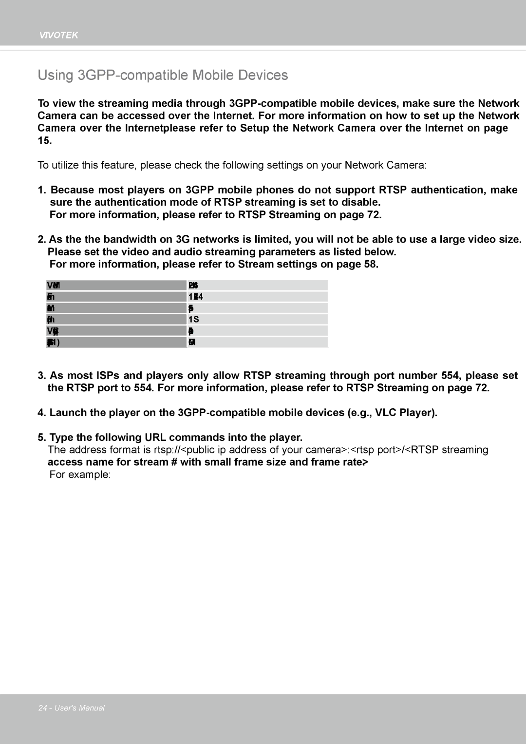 Vivotek IP8355EH user manual Using 3GPP-compatible Mobile Devices 