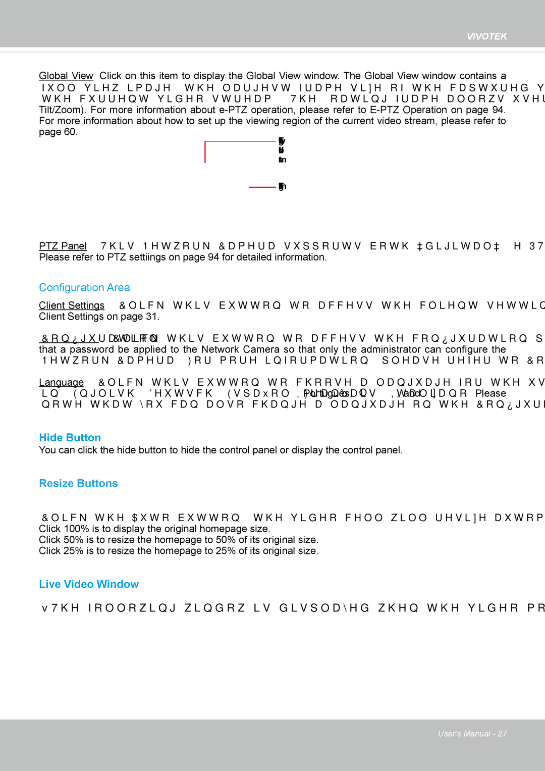 Vivotek IP8355EH user manual Configuration Area, Resize Buttons 