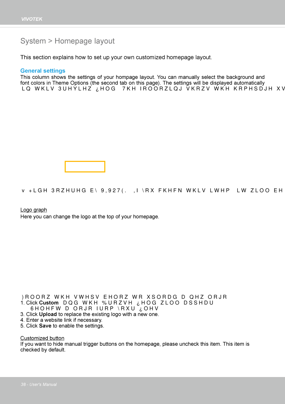 Vivotek IP8355EH user manual System Homepage layout, General settings 