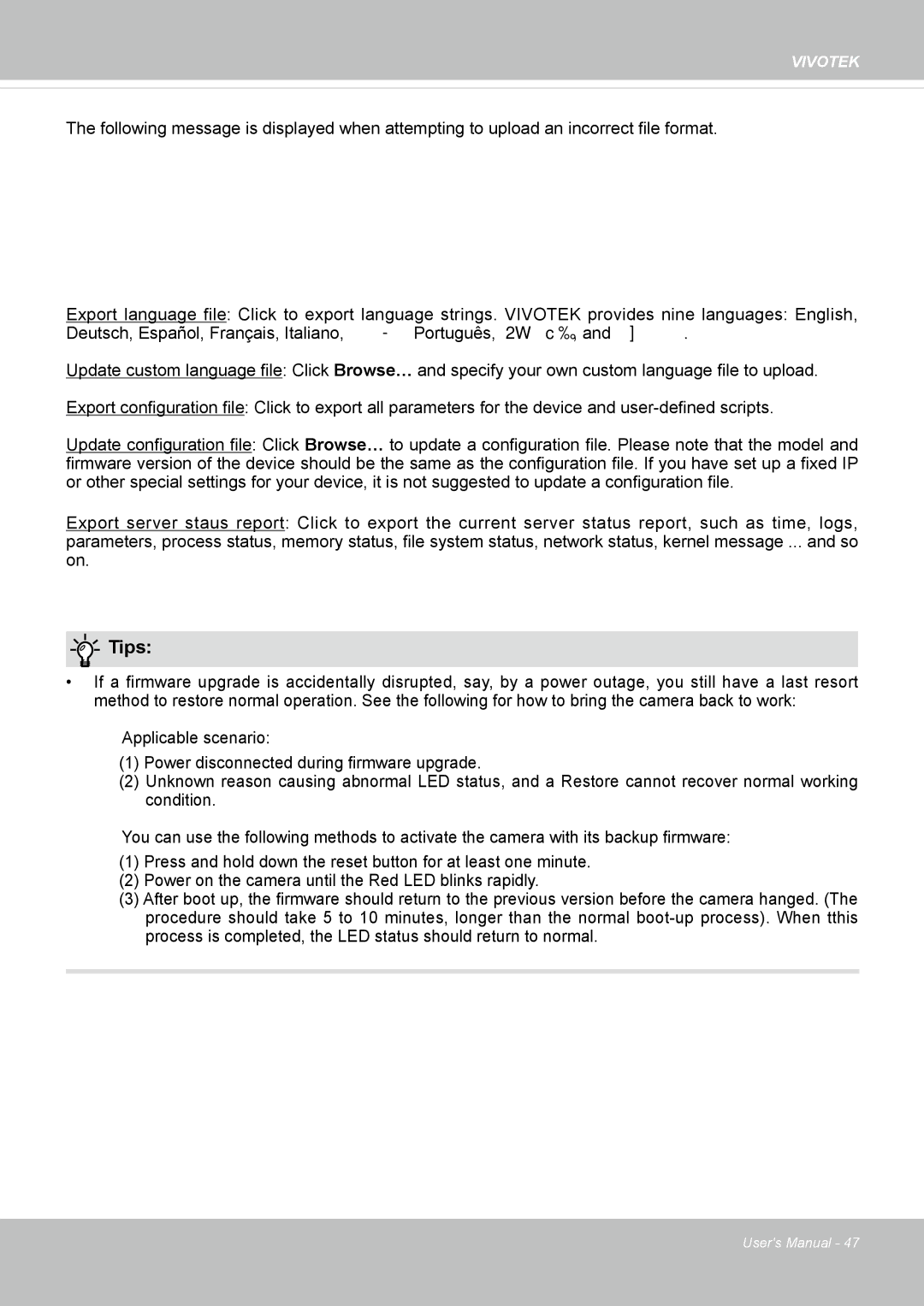 Vivotek IP8355EH user manual Tips 