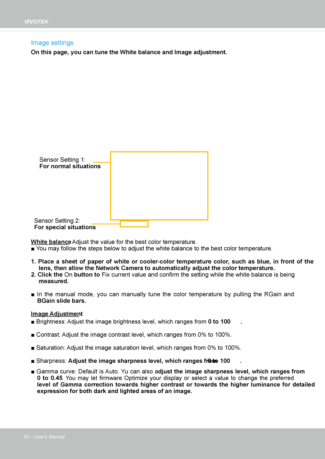 Vivotek IP8355EH user manual Image settings 