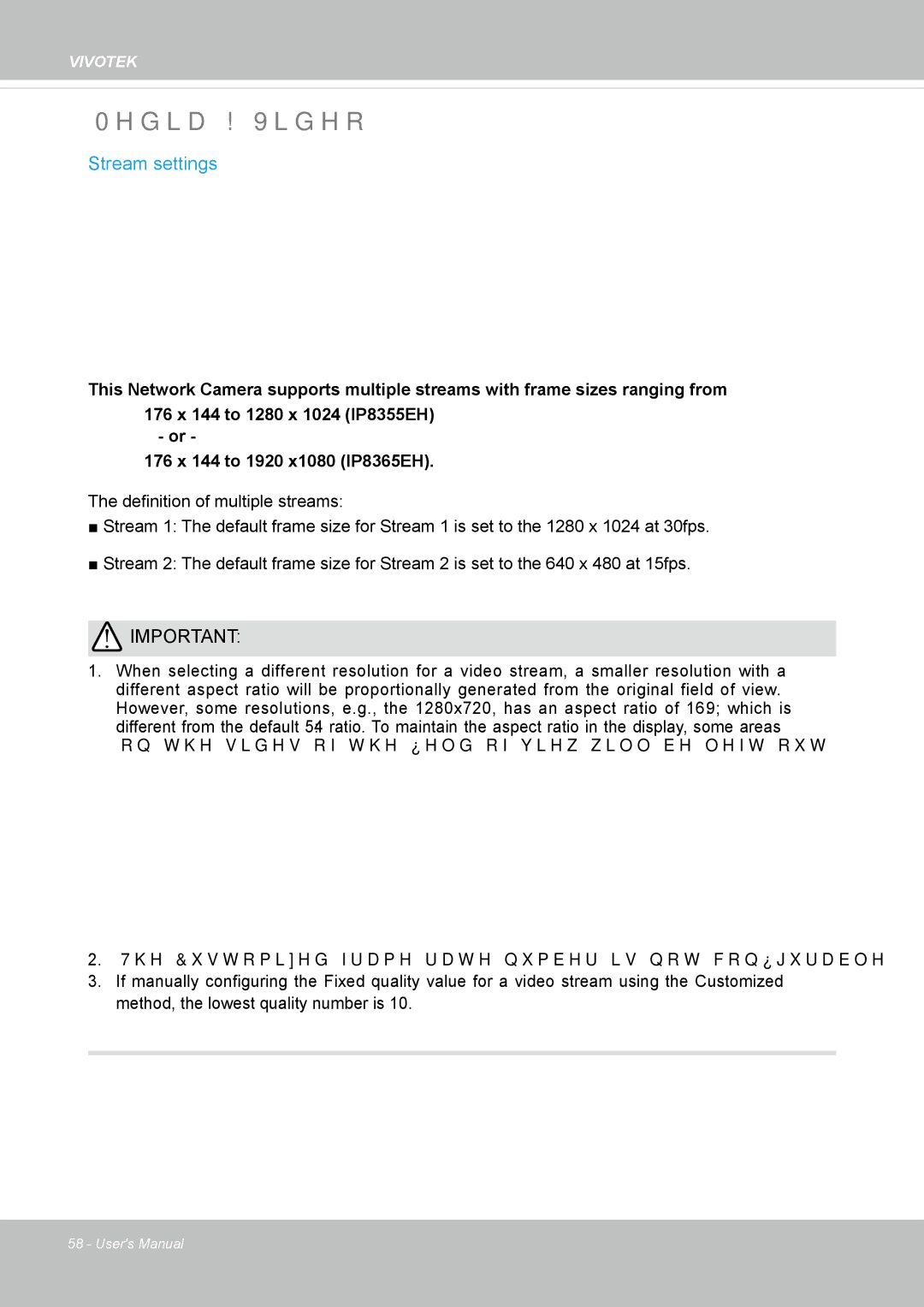 Vivotek IP8355EH user manual Media Video, Stream settings 