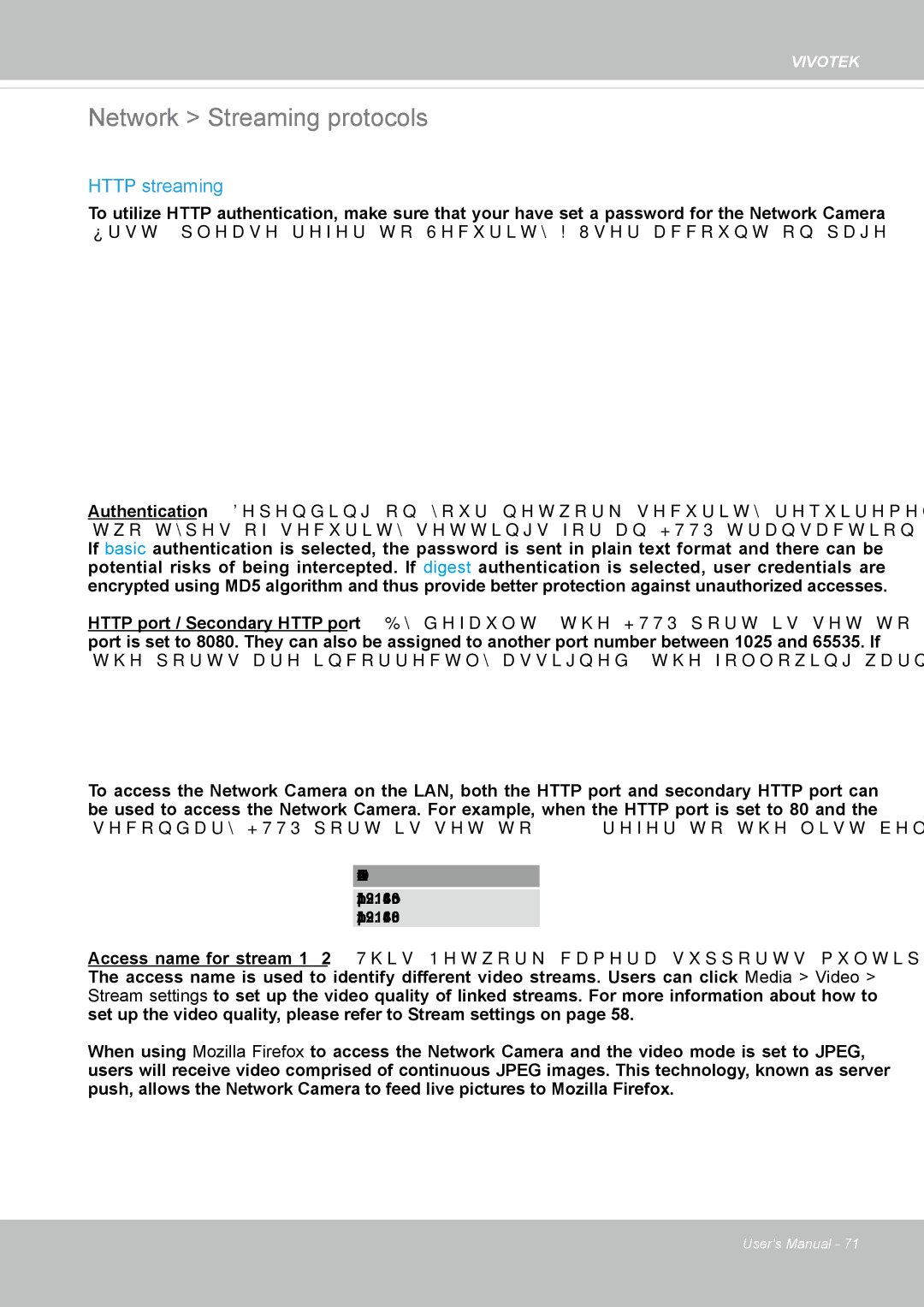 Vivotek IP8355EH user manual Network Streaming protocols, Http streaming 