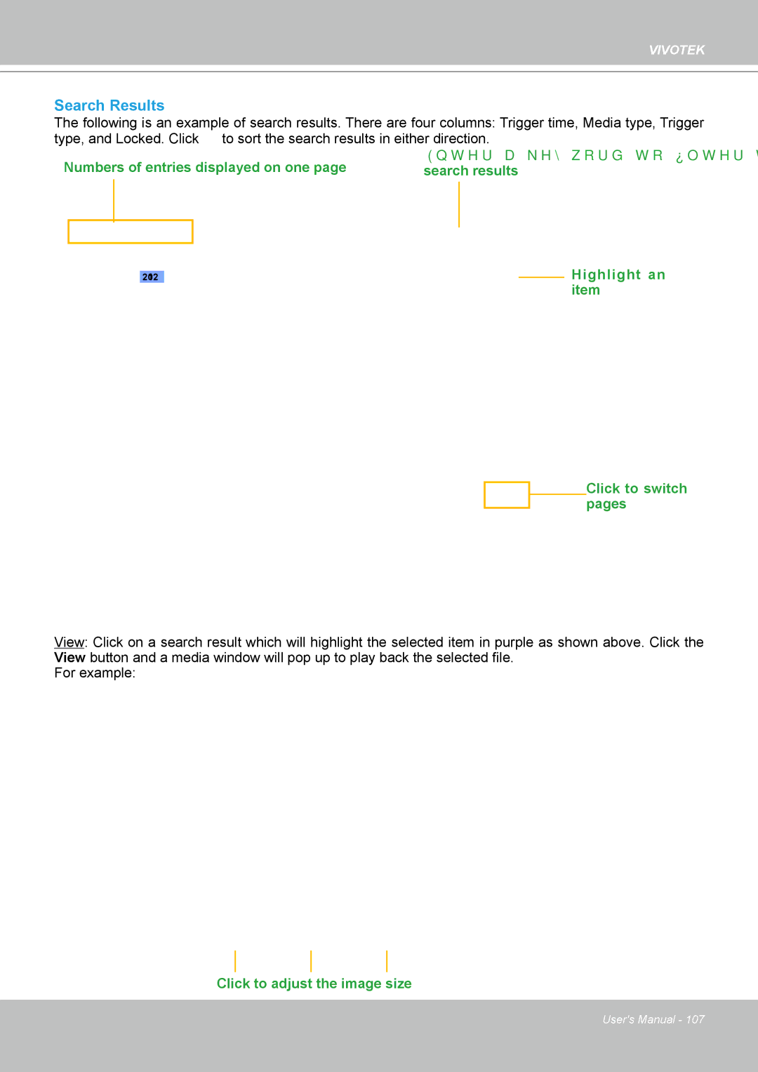 Vivotek IP8361 user manual Search Results, Click to switch pages 