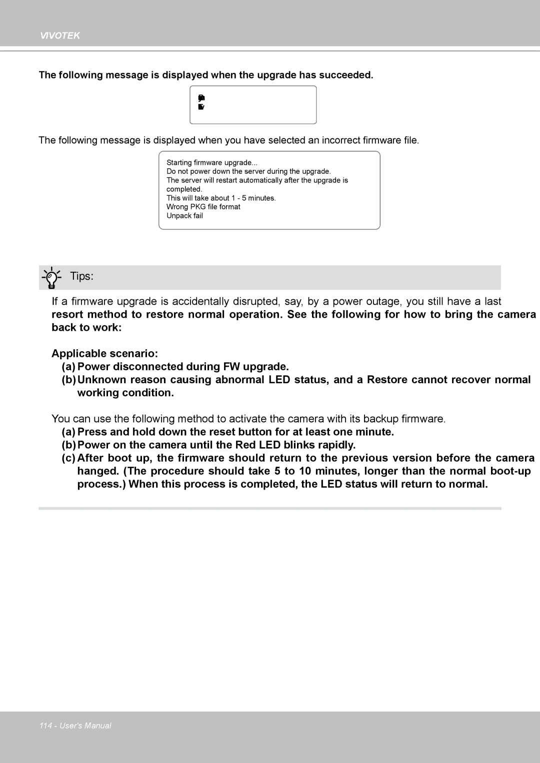 Vivotek IP8361 user manual Tips 