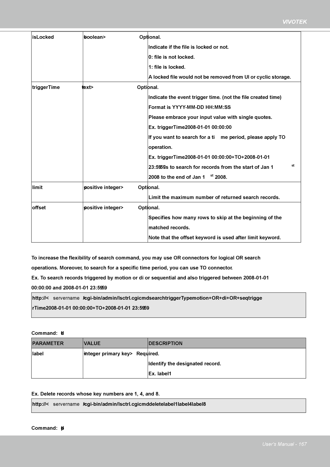 Vivotek IP8361 user manual Locked file would not be removed from UI or cyclic storage 