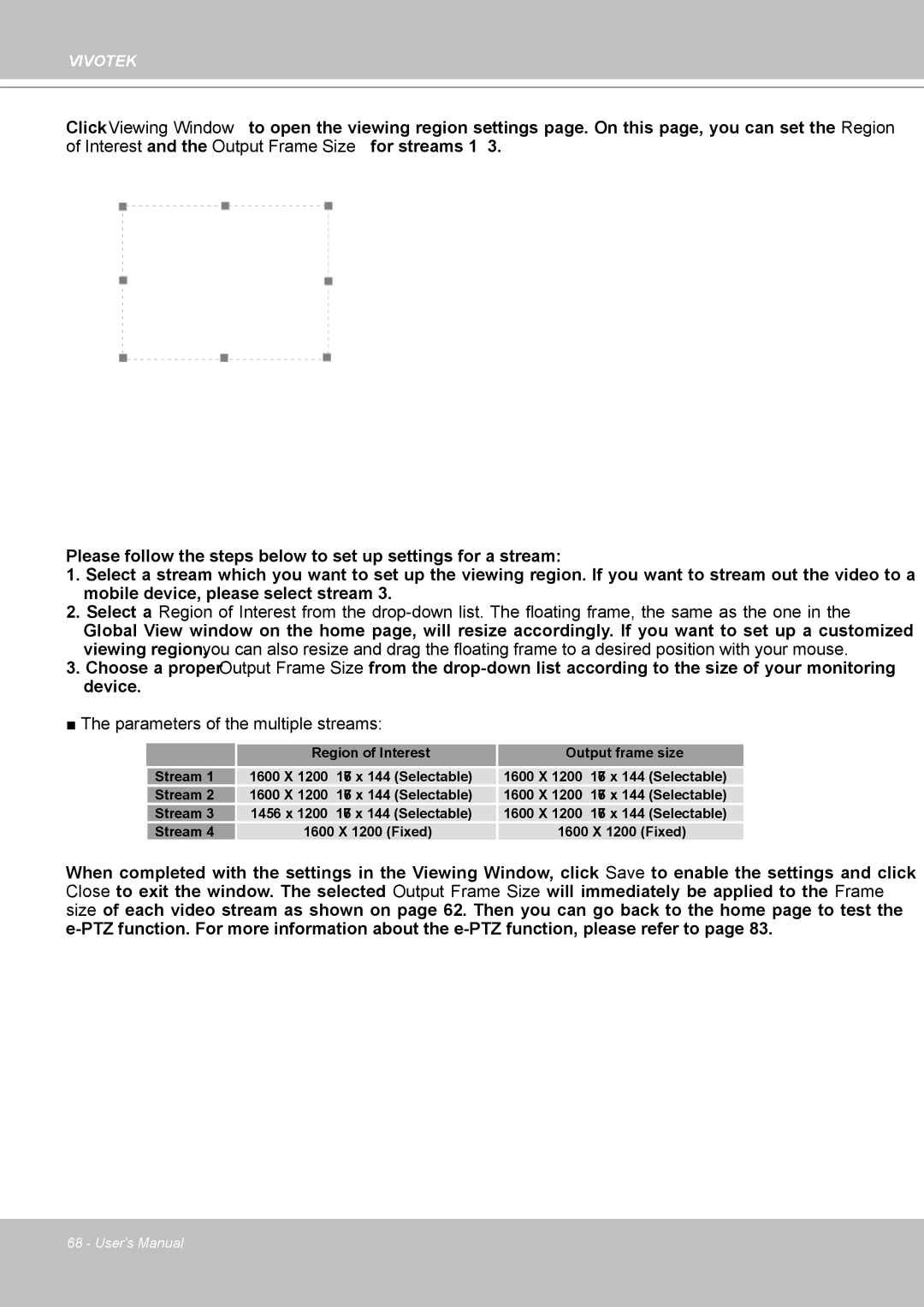 Vivotek IP8361 user manual Stream 