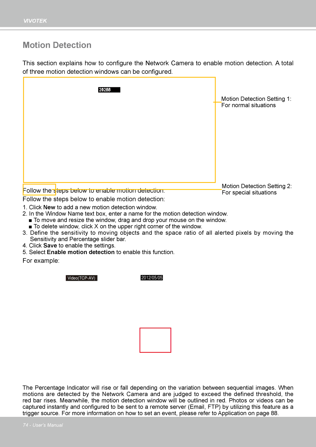 Vivotek IP8361 user manual Motion Detection 