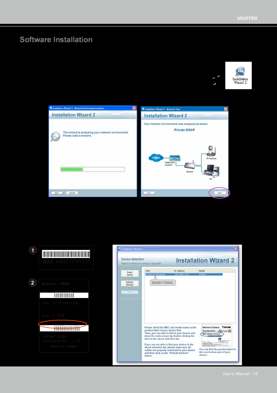 Vivotek IP8361 user manual Software Installation, 0002D17151CD 