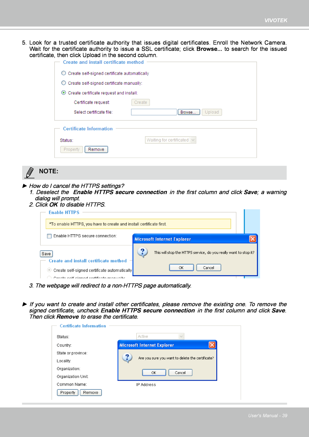 Vivotek IP8361 user manual How do I cancel the HTTPS settings? 