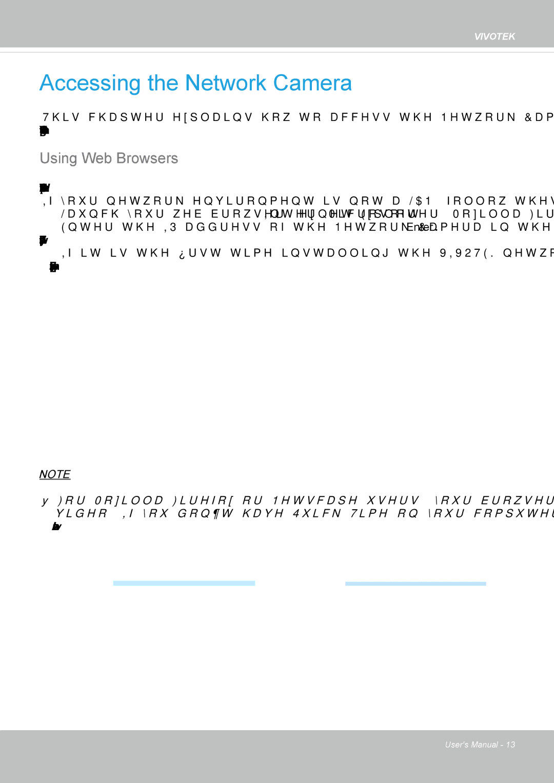 Vivotek IP8362 manual Accessing the Network Camera, Using Web Browsers 