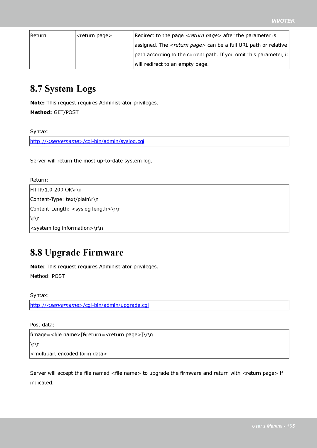 Vivotek IP8362 manual System Logs, Upgrade Firmware 