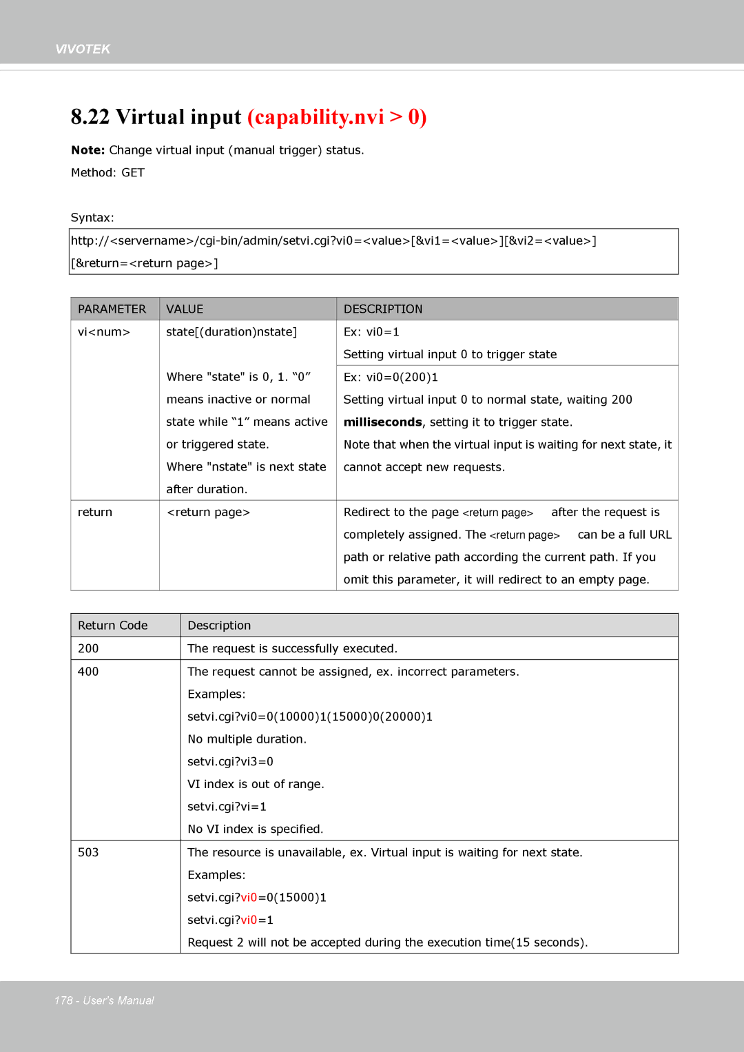 Vivotek IP8362 manual Virtual input capability.nvi 