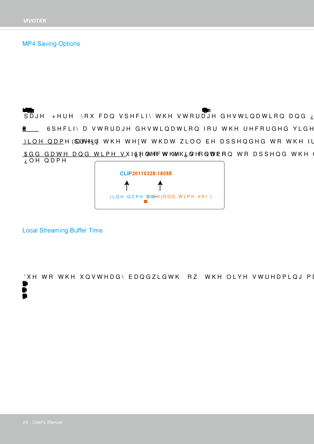 Vivotek IP8362 manual MP4 Saving Options 