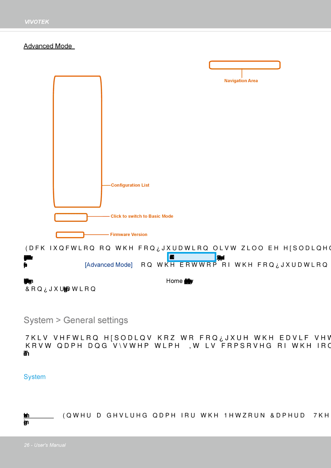 Vivotek IP8362 manual System General settings 