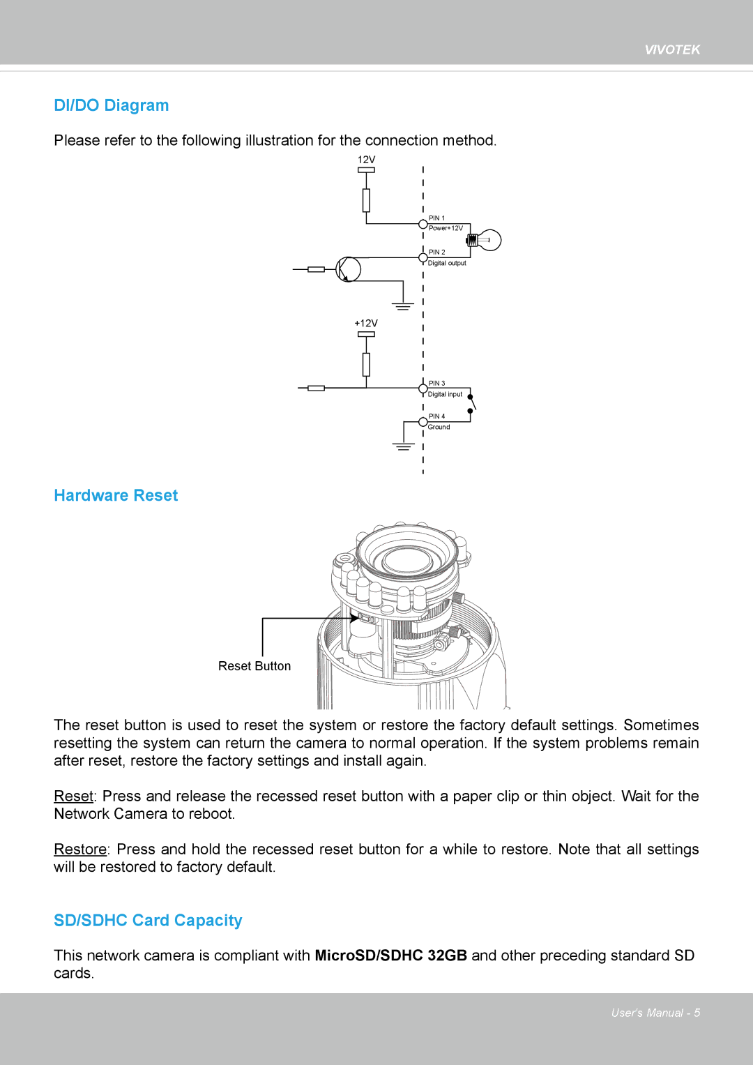 Vivotek IP8362 manual DI/DO Diagram 