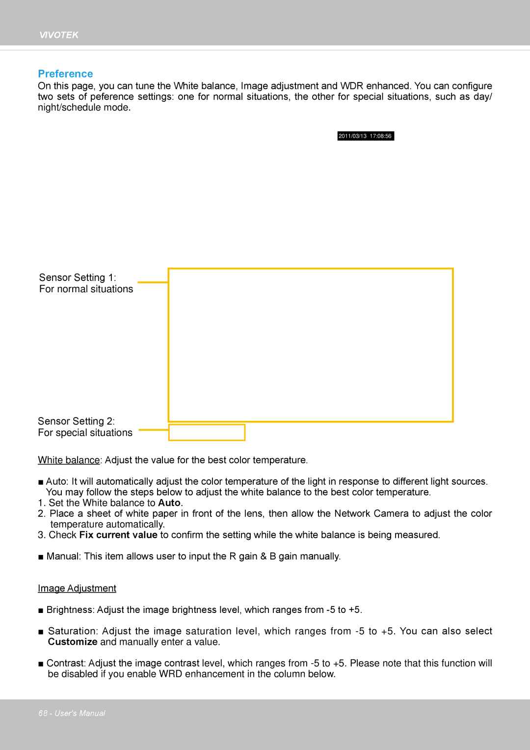 Vivotek IP8362 manual Preference 