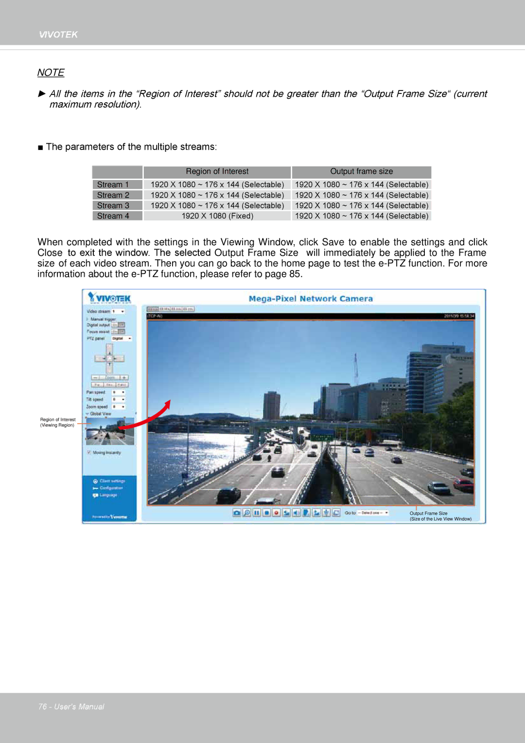 Vivotek IP8362 manual Parameters of the multiple streams 