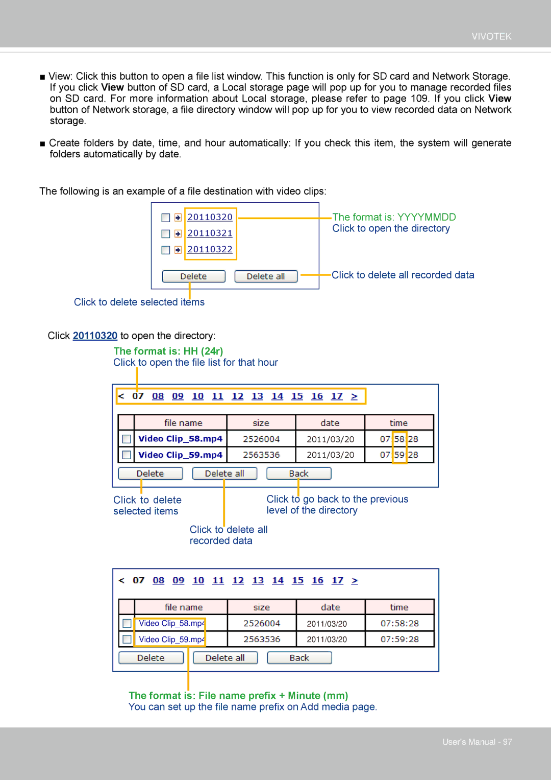 Vivotek IP8362 manual Format is HH 24r 