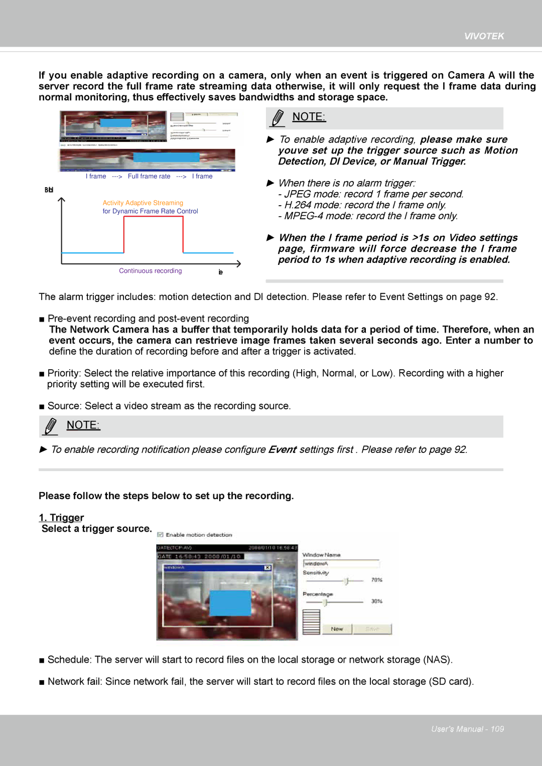 Vivotek IP8364-C user manual Continuous recording 