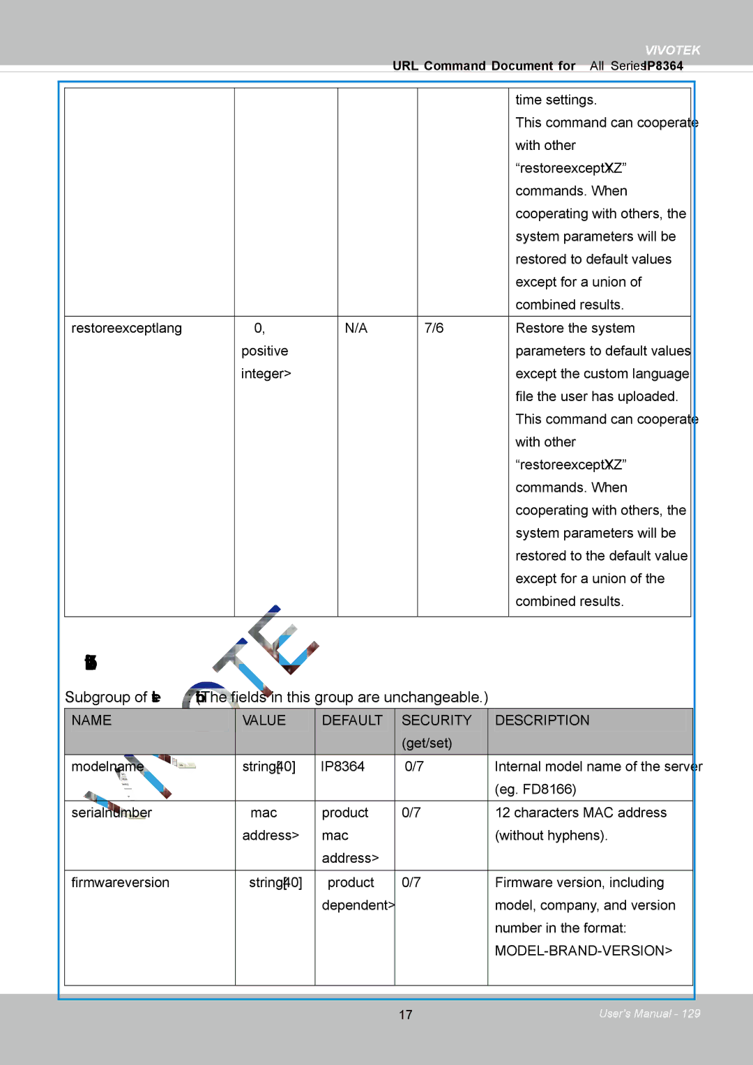 Vivotek IP8364-C user manual System.info 