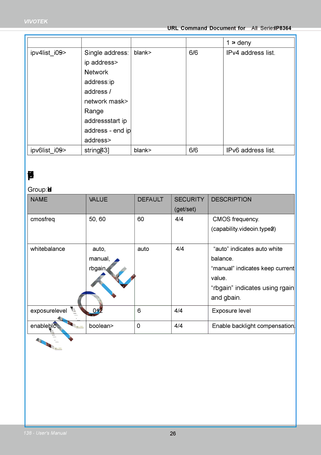 Vivotek IP8364-C user manual Video input 