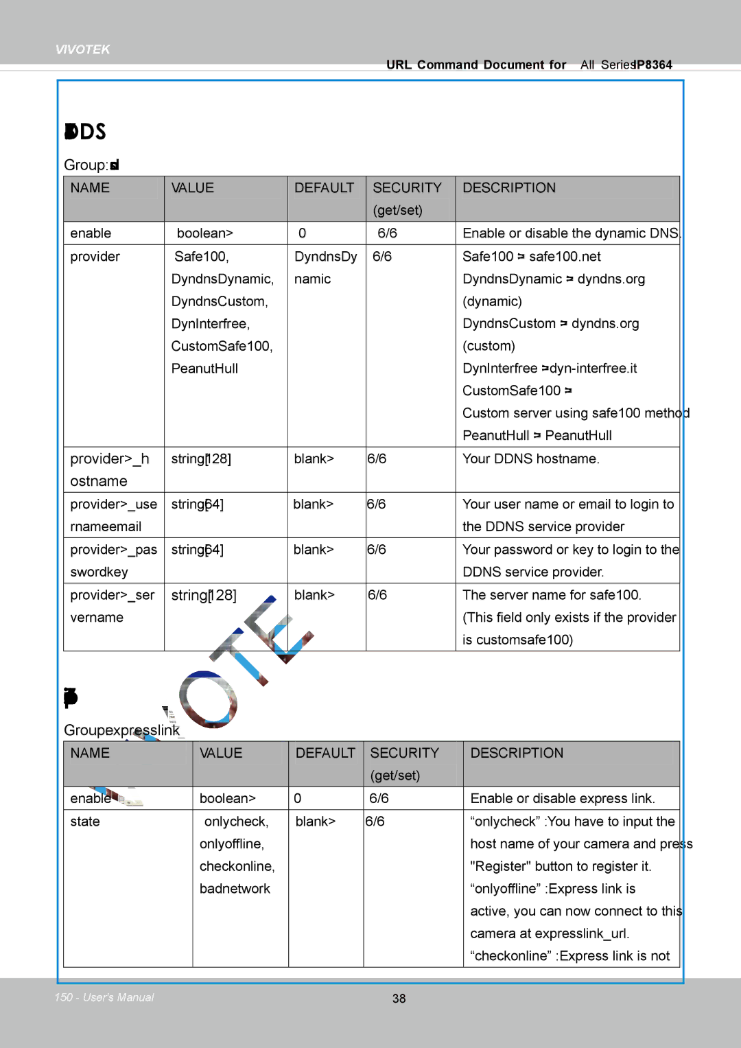 Vivotek IP8364-C user manual Ddns, Express link 