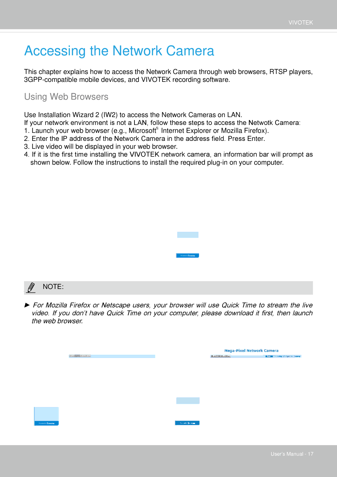 Vivotek IP8364-C user manual Accessing the Network Camera, Using Web Browsers 