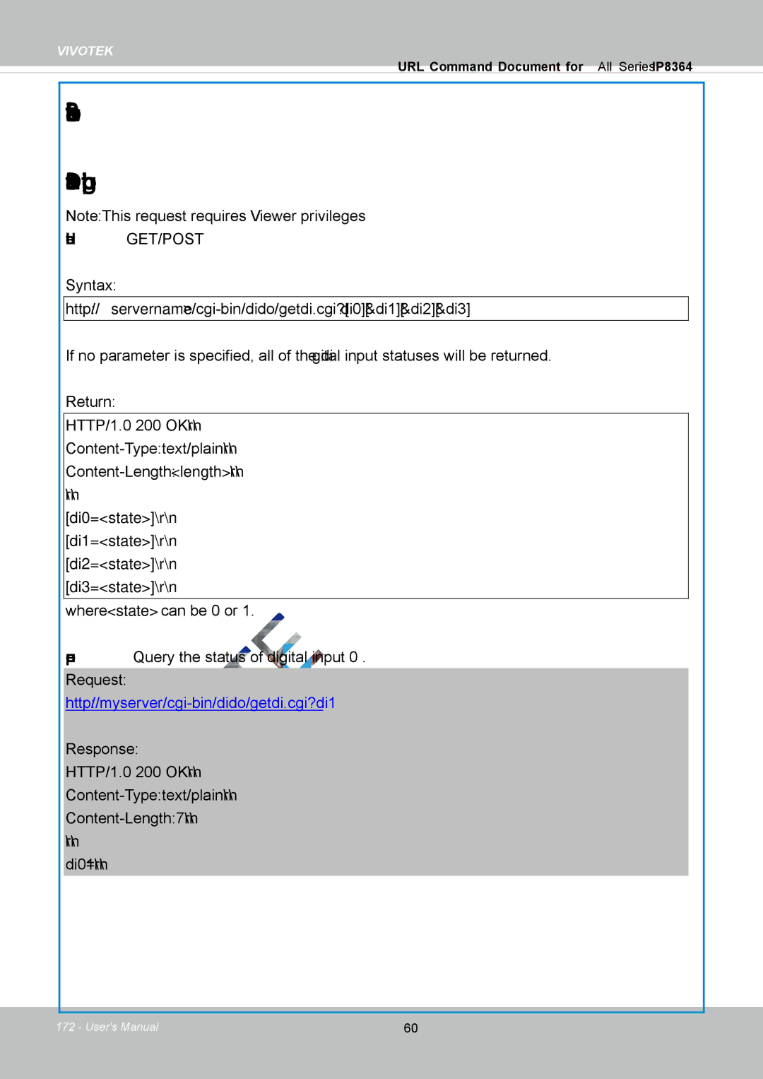 Vivotek IP8364-C user manual Useful Functions, Query Status of the Digital Input 