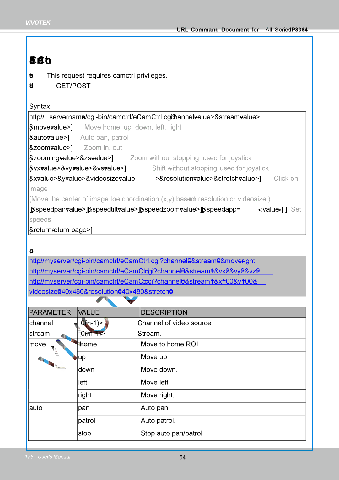 Vivotek IP8364-C user manual EPTZ Camera Control 