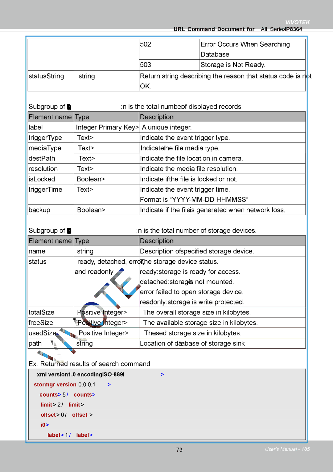 Vivotek IP8364-C user manual Error Occurs When Searching Database 