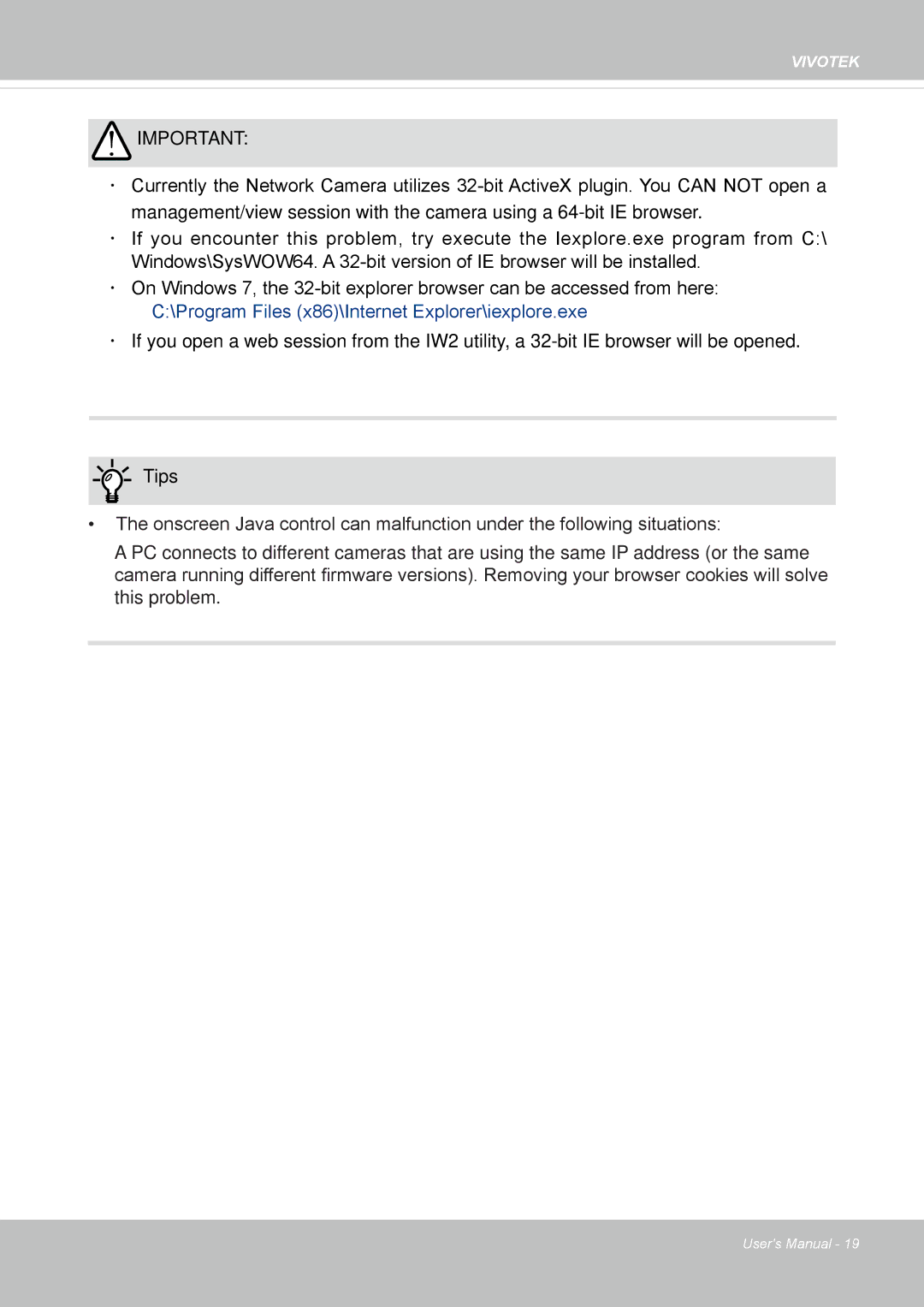 Vivotek IP8364-C user manual Tips 