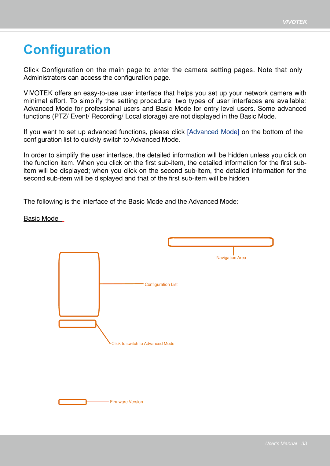 Vivotek IP8364-C user manual Configuration 