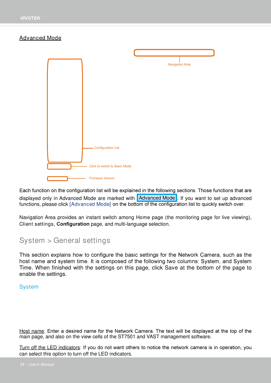 Vivotek IP8364-C user manual System General settings 