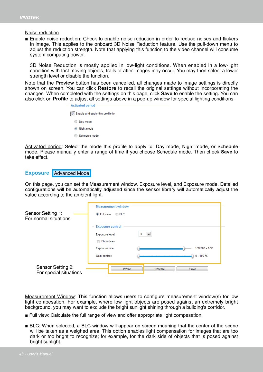 Vivotek IP8364-C user manual Exposure 