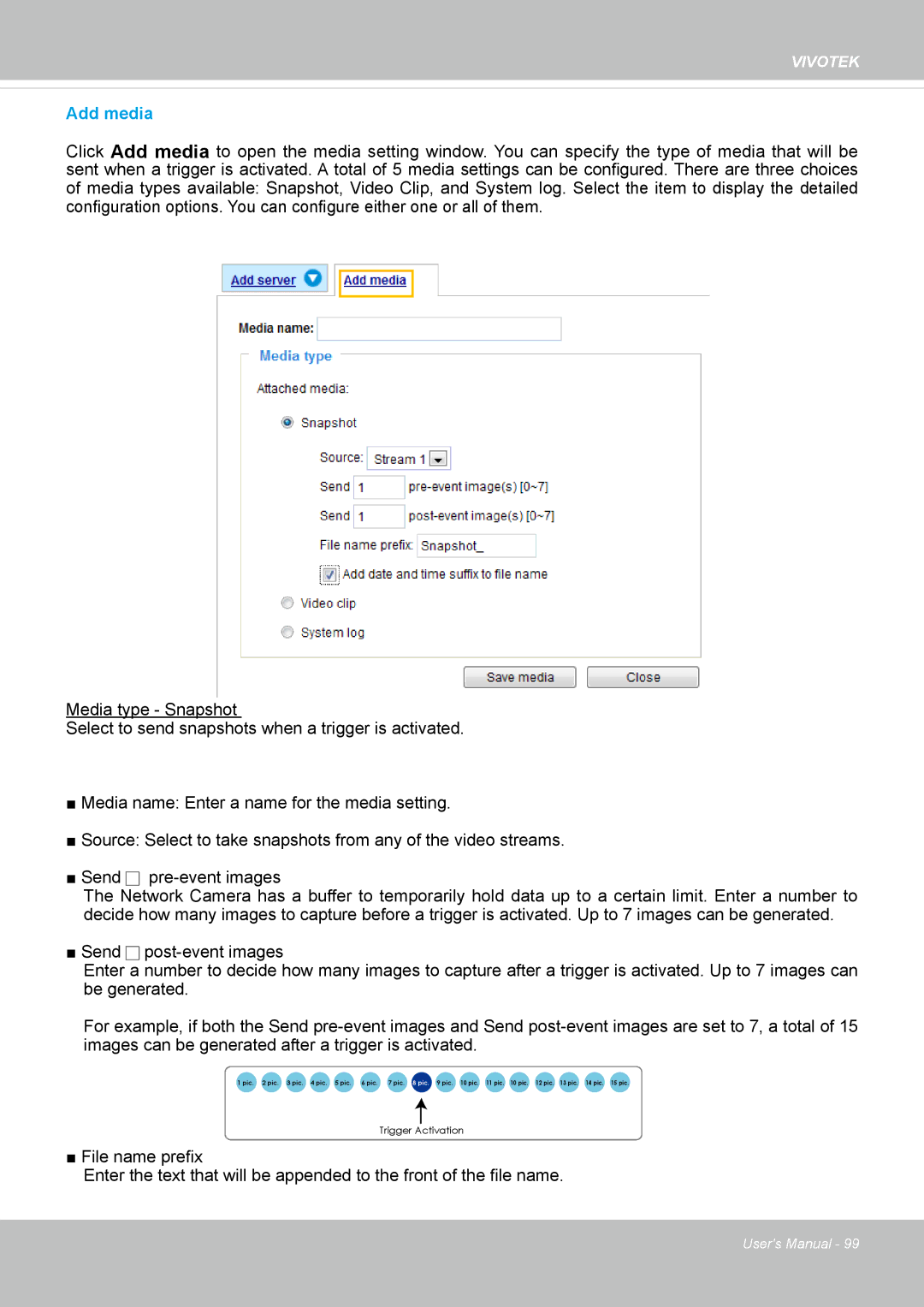 Vivotek IP8364-C user manual Add media 