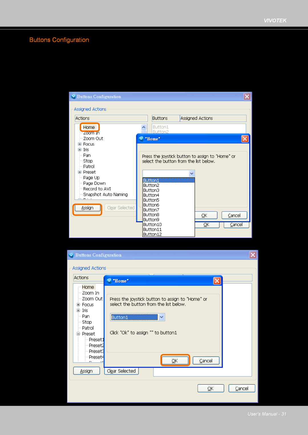 Vivotek IP8364-C user manual Buttons Configuration 