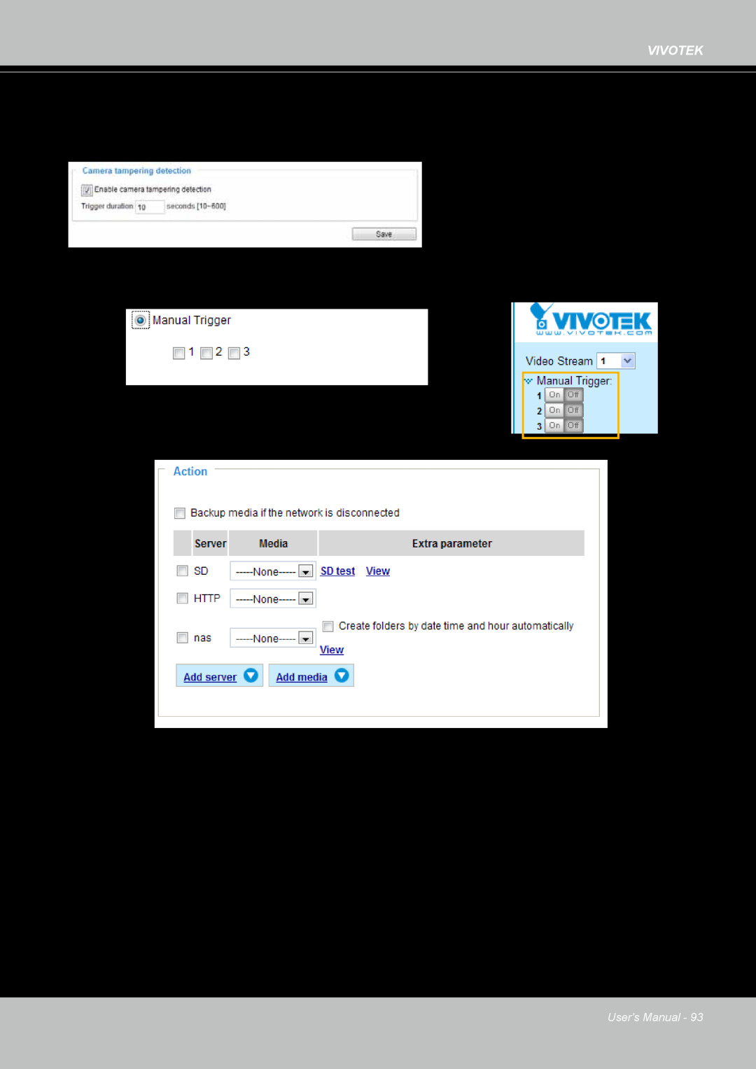 Vivotek IP8364-C user manual Action 