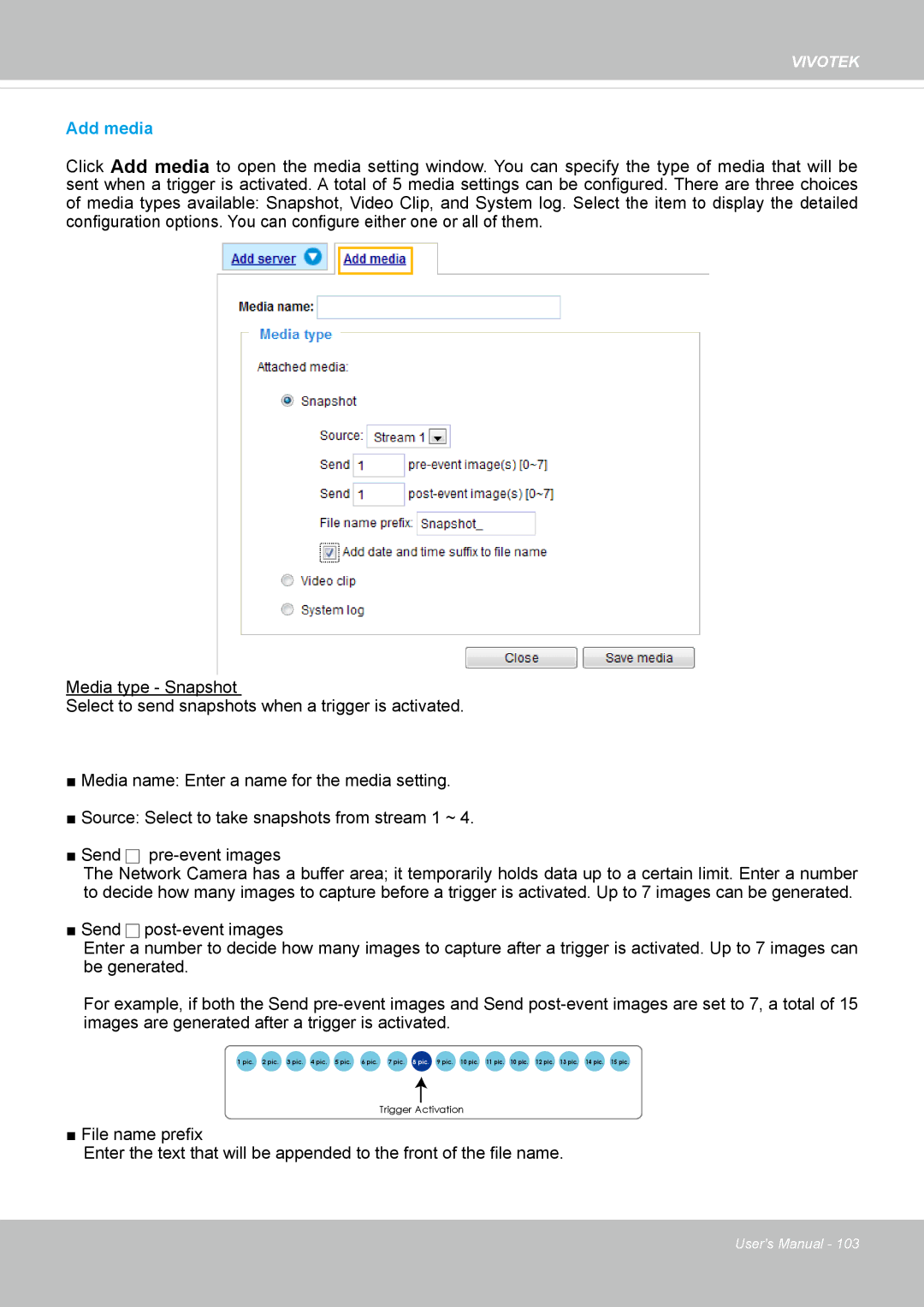 Vivotek IP8372 user manual Add media 