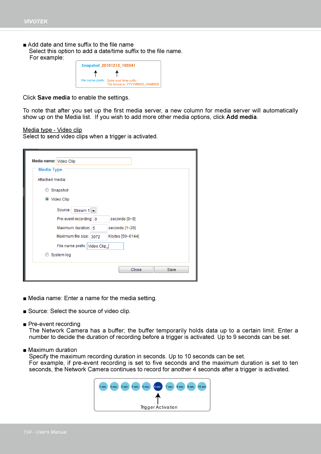 Vivotek IP8372 user manual Trigger Activation 