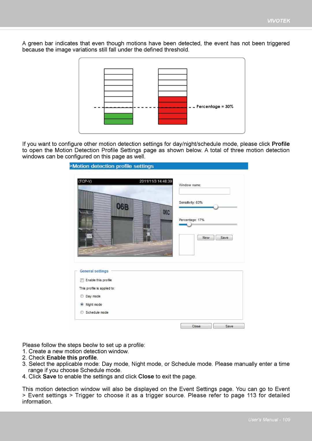 Vivotek IP8372 user manual Percentage = 30% 