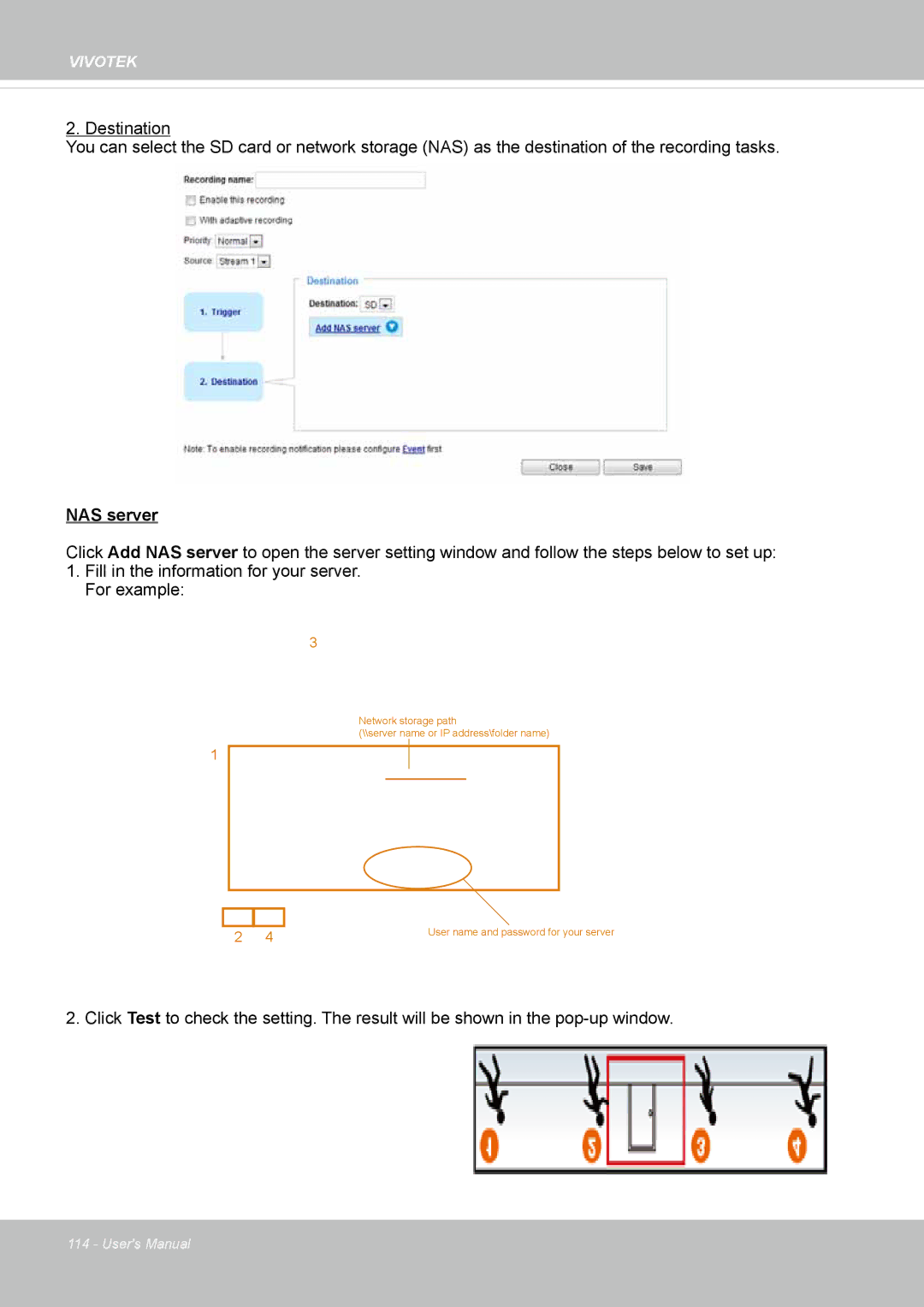 Vivotek IP8372 user manual NAS server 