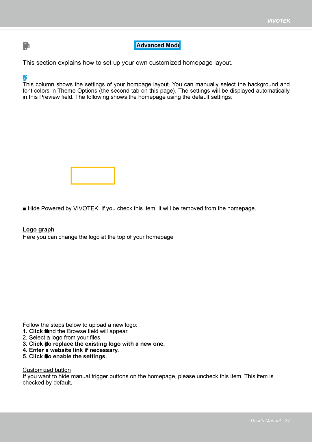 Vivotek IP8372 user manual System Homepage layout, General settings 