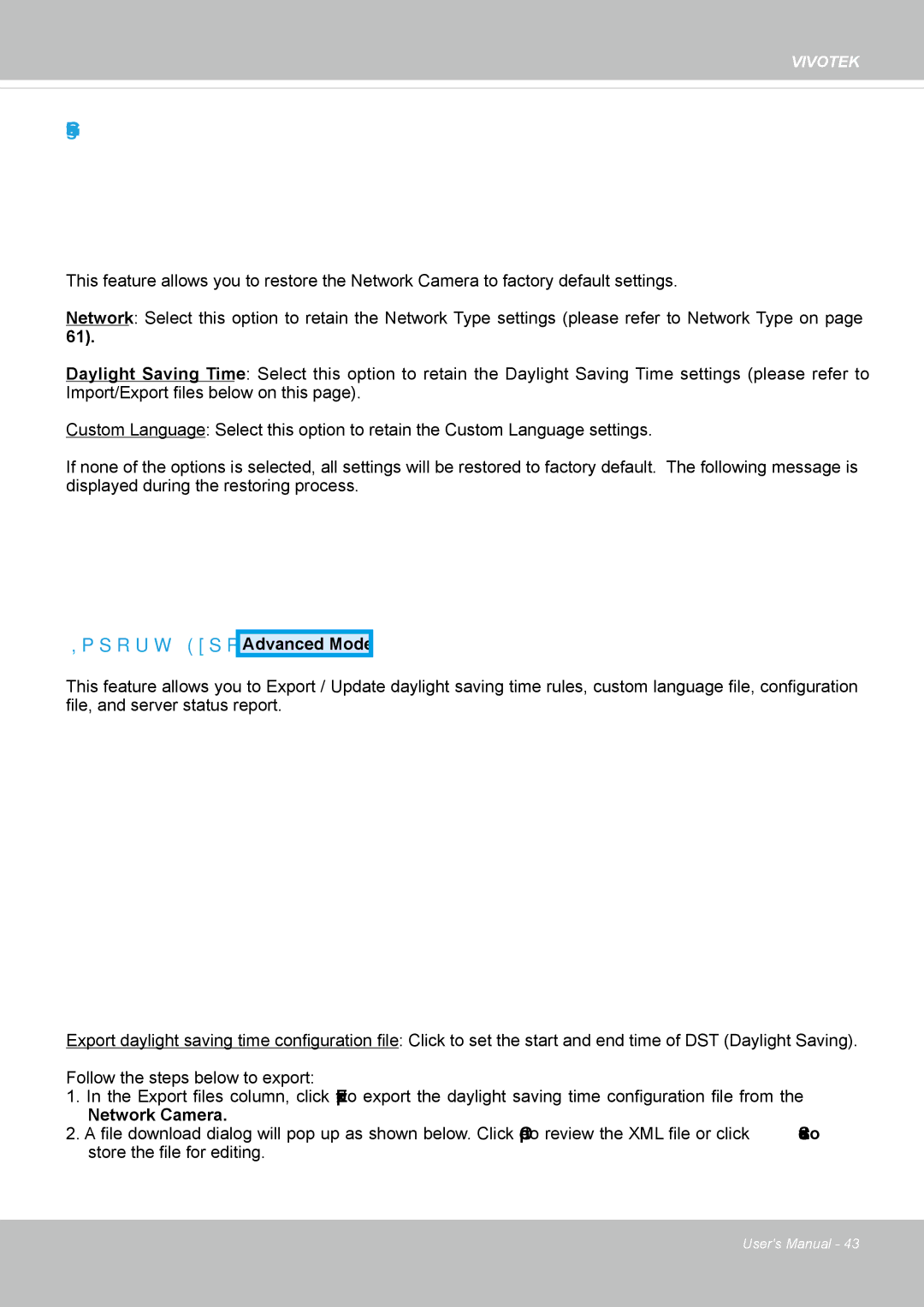 Vivotek IP8372 user manual General settings Restore, Import/Export files 