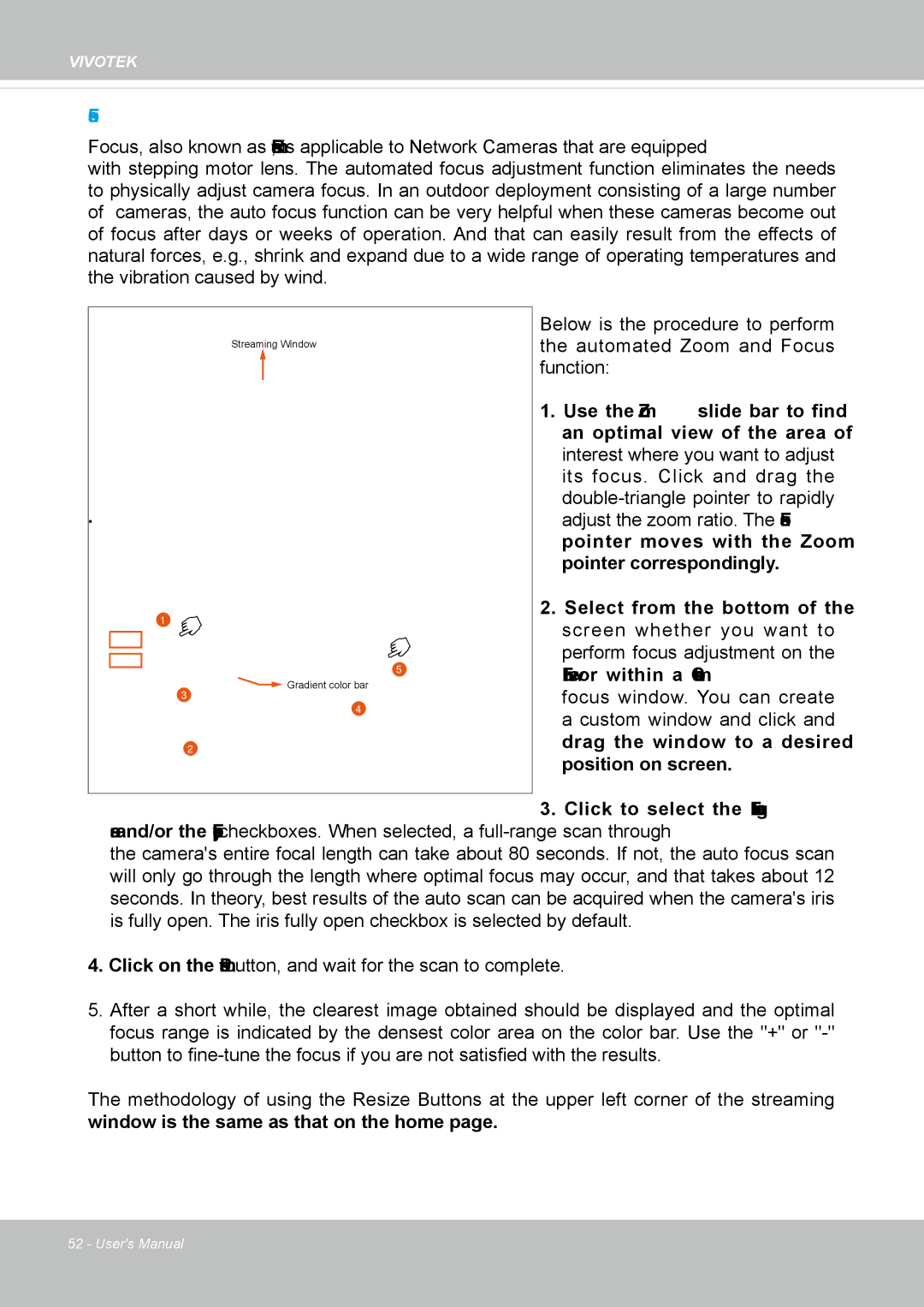 Vivotek IP8372 user manual Focus 