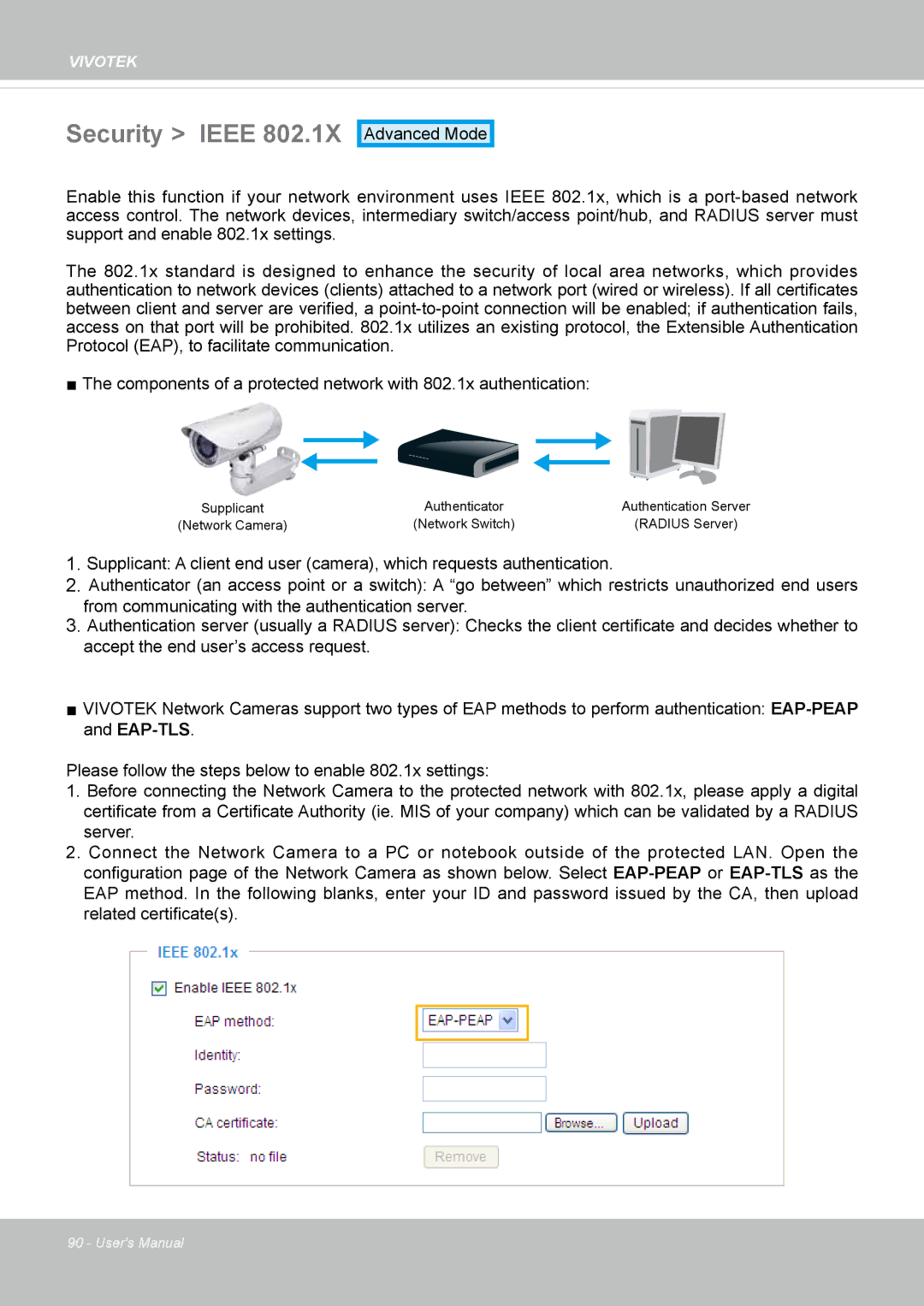 Vivotek IP8372 user manual Security Ieee 