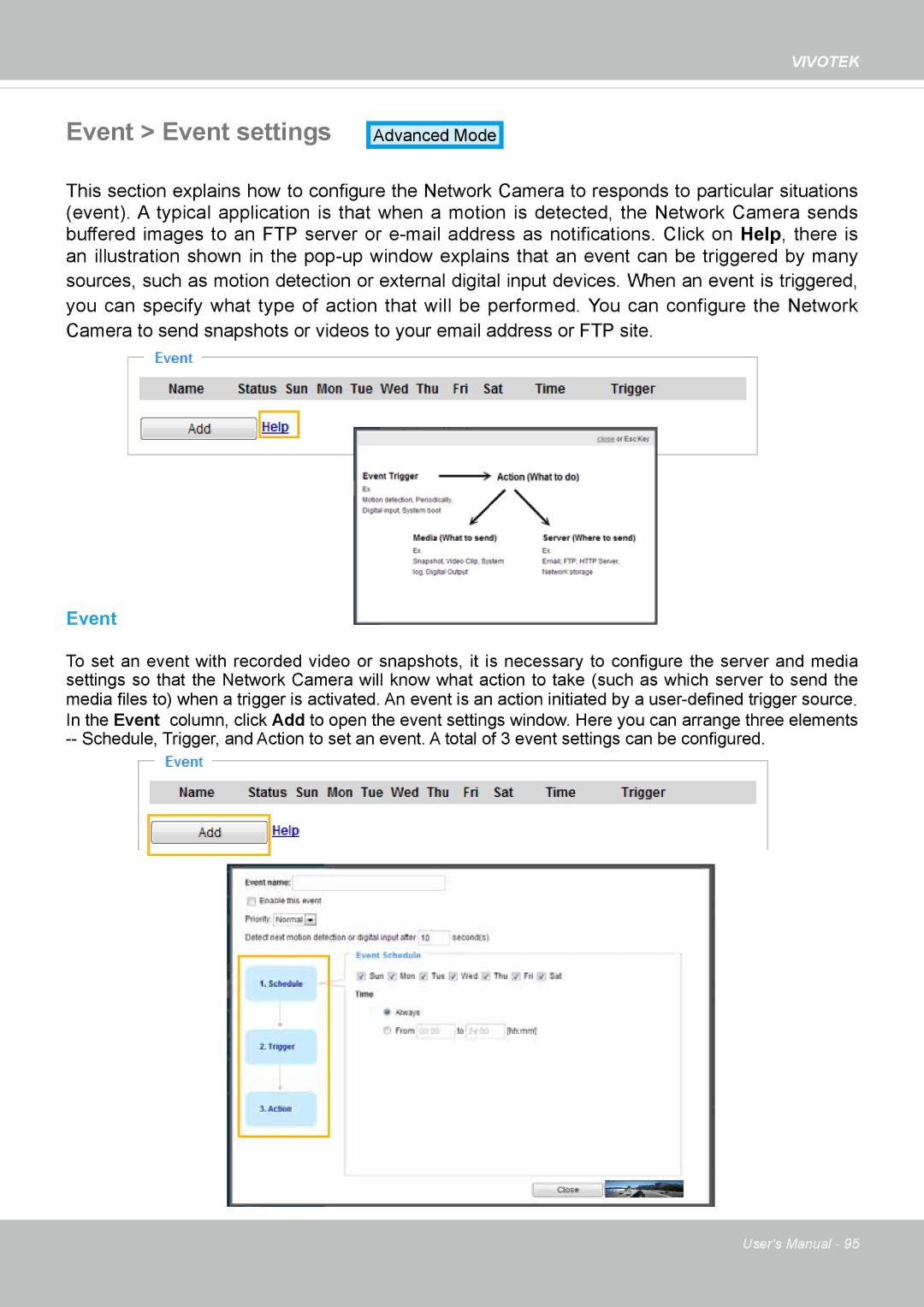 Vivotek IP8372 user manual Event Event settings 