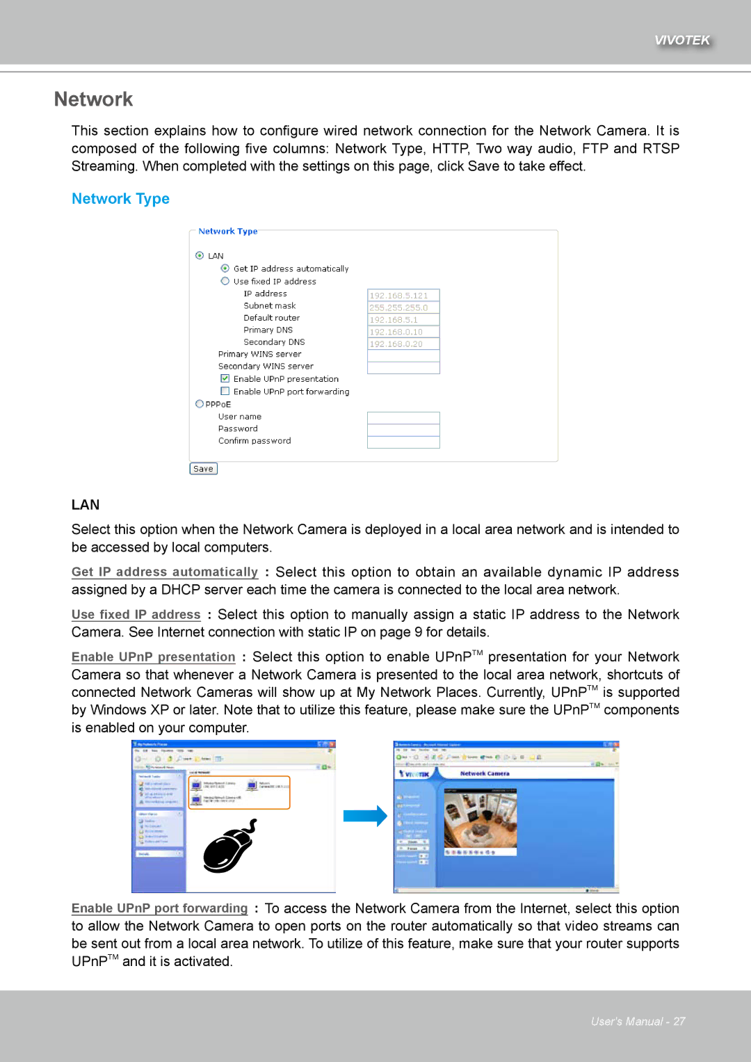 Vivotek IZ7151 user manual Network Type 